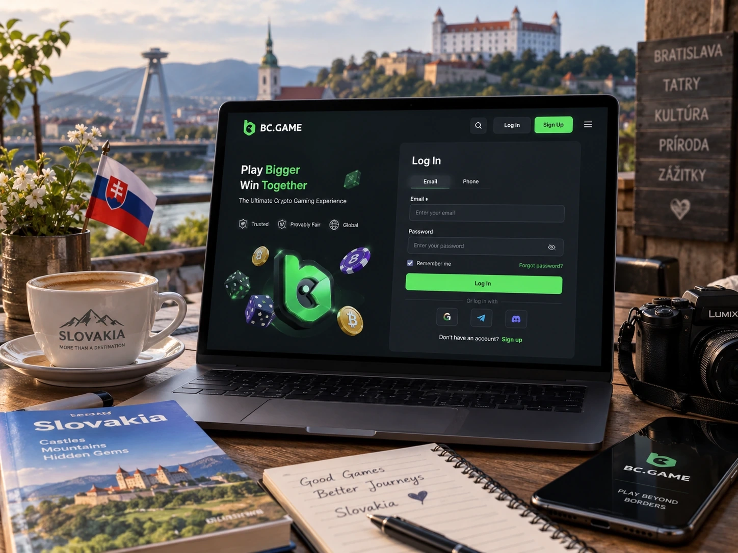 Prihlasovacia obrazovka BC Game Slovensko